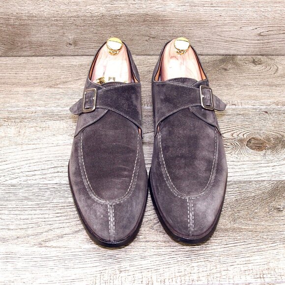 $795 Scarpe DI BIANCO Treviso Monkstrap 10 M Grey Suede SC542 * add $15 Trees main image 15